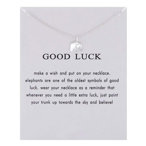 Good Luck Elephant Silver Plated Pendant with Good Luck Card