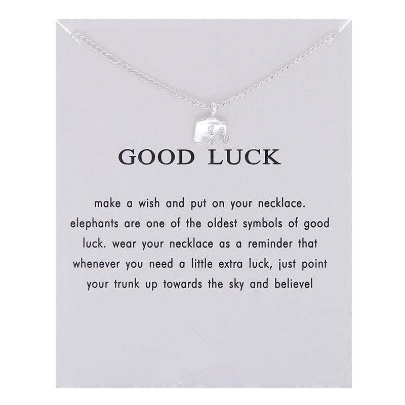 Good Luck Elephant Silver Plated Pendant with Good Luck Card