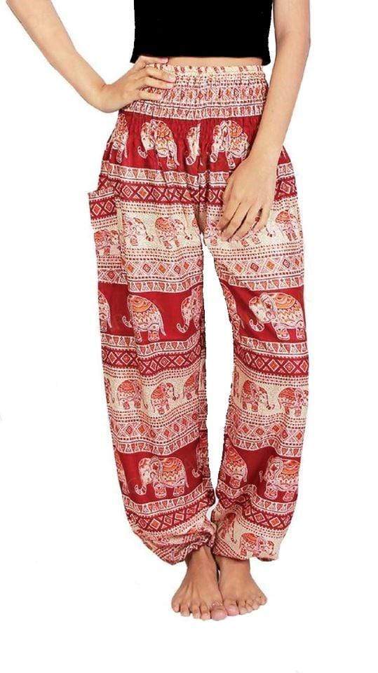 Lay Chang Tophit Red Elephant Pants - Elephant Shirt Store