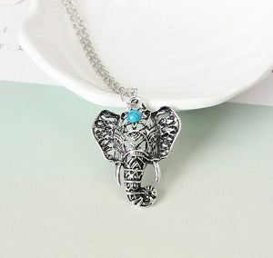 Vintage Blue Stone Elephant Choker Necklace