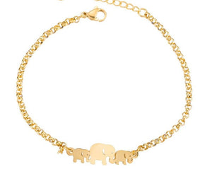 Marching Elephant Bracelet Gold