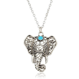 Vintage Blue Stone Elephant Choker Necklace