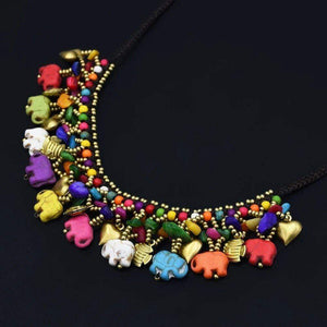 Elephant Shirt Store Accessories Beaded Stone Elephant Choker Necklace