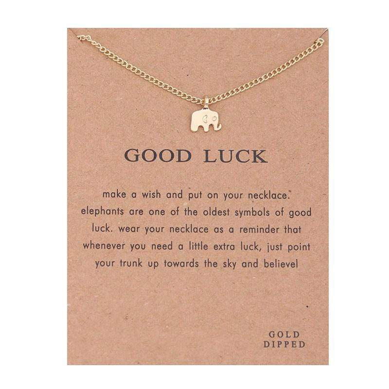 Good Luck Elephant Gold Plated Pendant with Good Luck Card