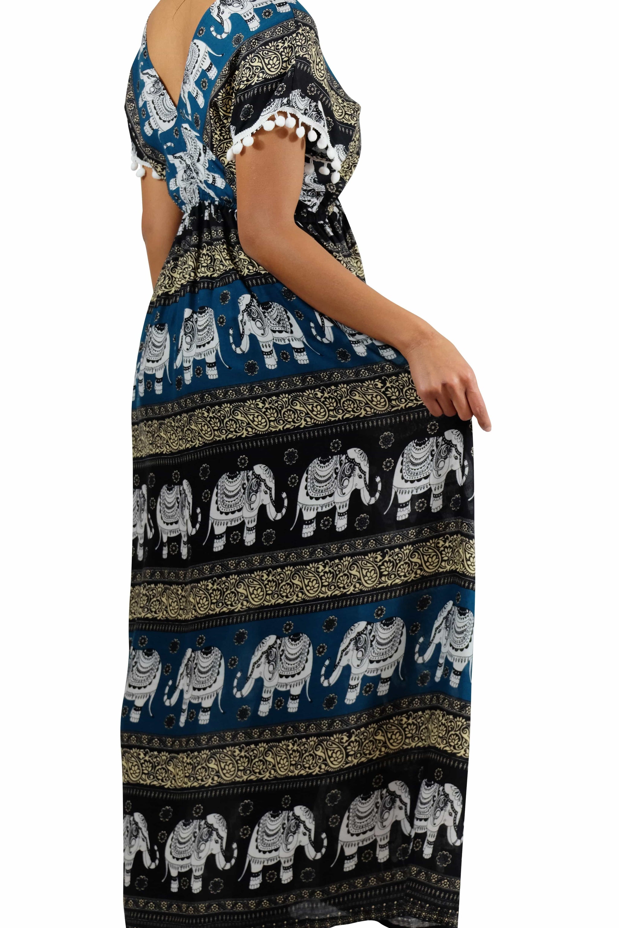 Elephant Shirt Store Dress Chang Colorful Bohemian Style Teal