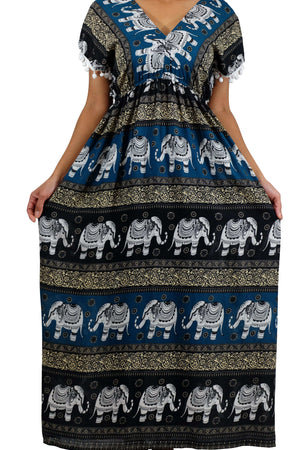 Elephant Shirt Store Dress Chang Colorful Bohemian Style Teal