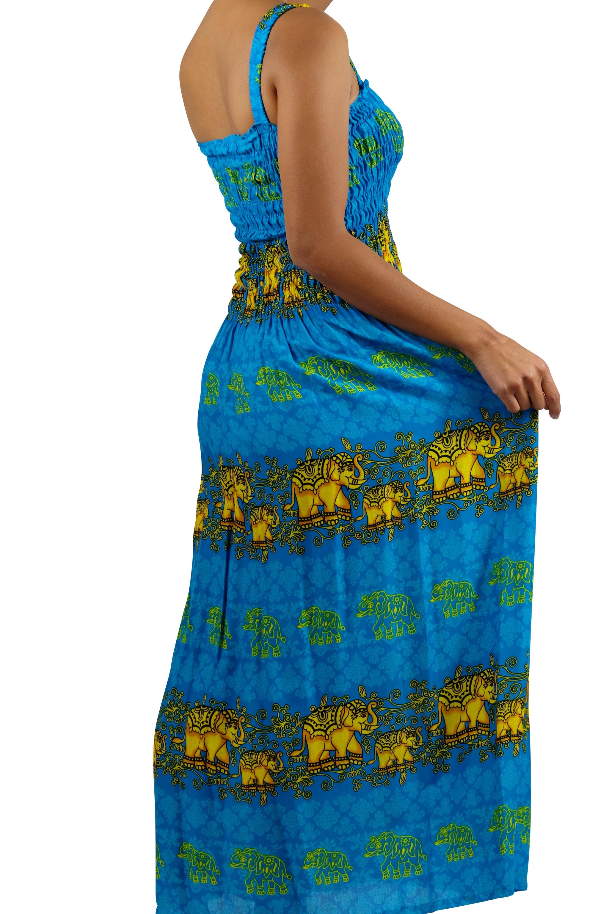 Elephant Shirt Store Dress Chang Colorful Elephant Dress Blue