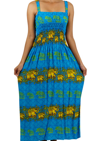 Elephant Shirt Store Dress Chang Colorful Elephant Dress Blue