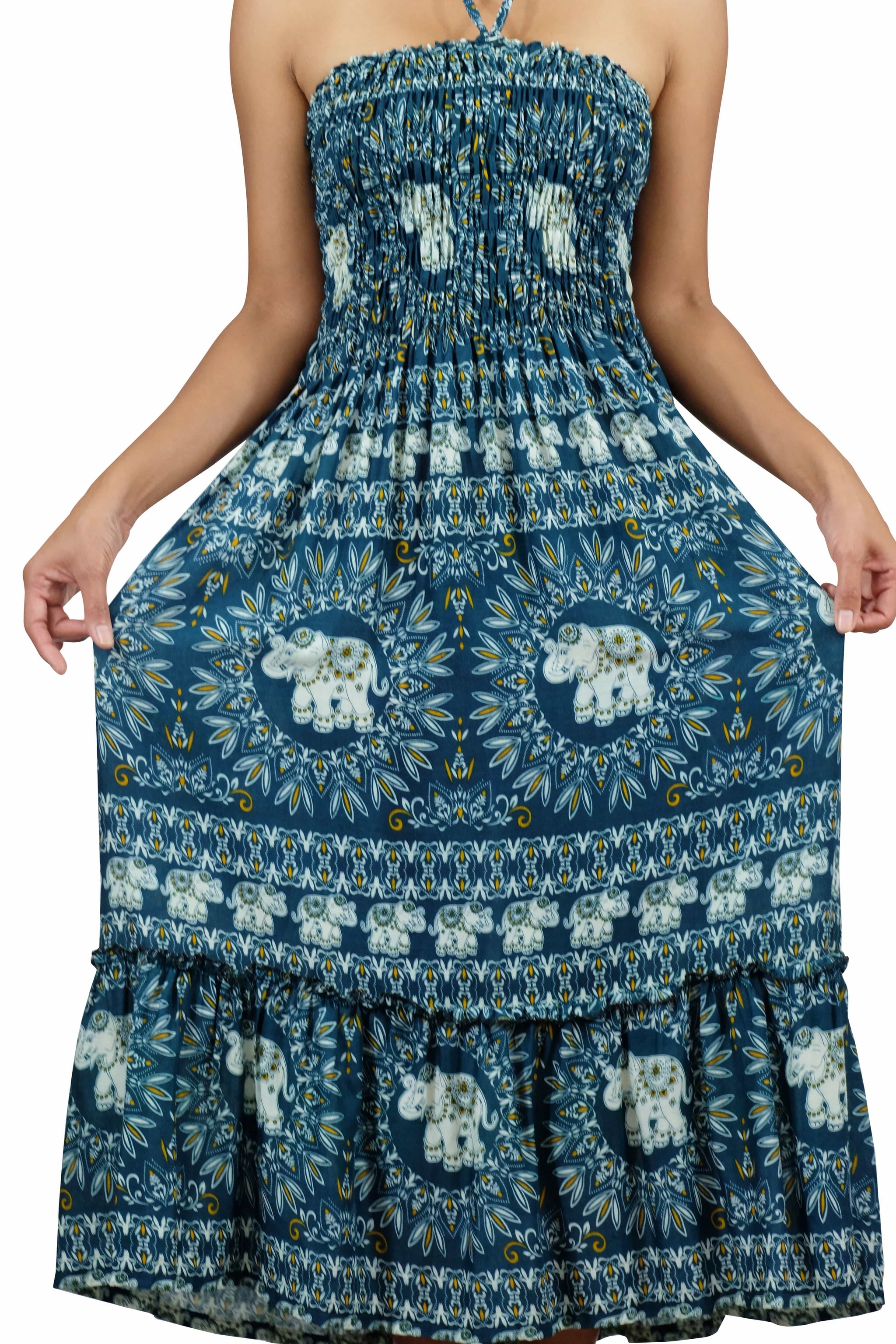 Chang DokPhlu Halter Elephant Dress Green Elephant Shirt Store