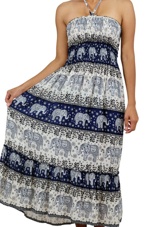 Elephant Shirt Store Dress Chang Hits Halter Elephant Dress Dark Blue