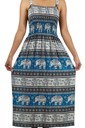Elephant Shirt Store Dress Chang Phun Elephant Dress White and Light Blue