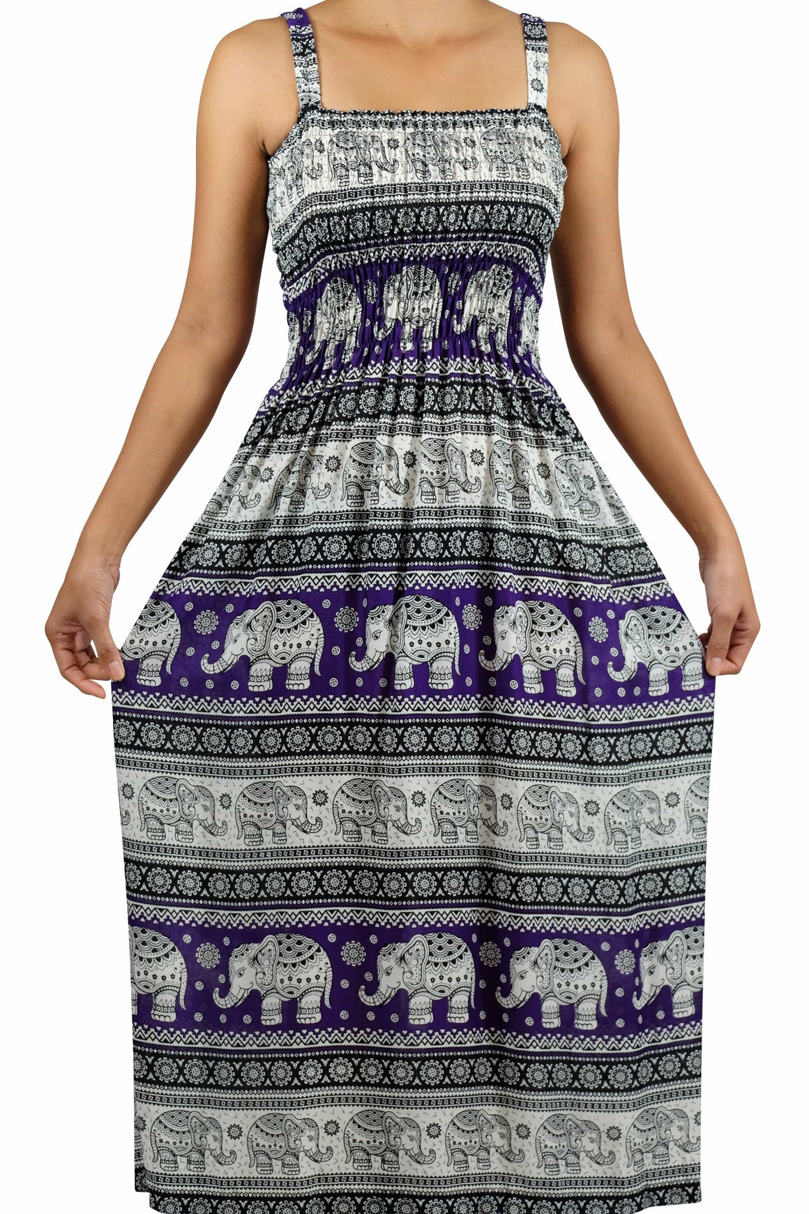 Elephant Shirt Store Dress Chang Phun Elephant Dress White and Purple