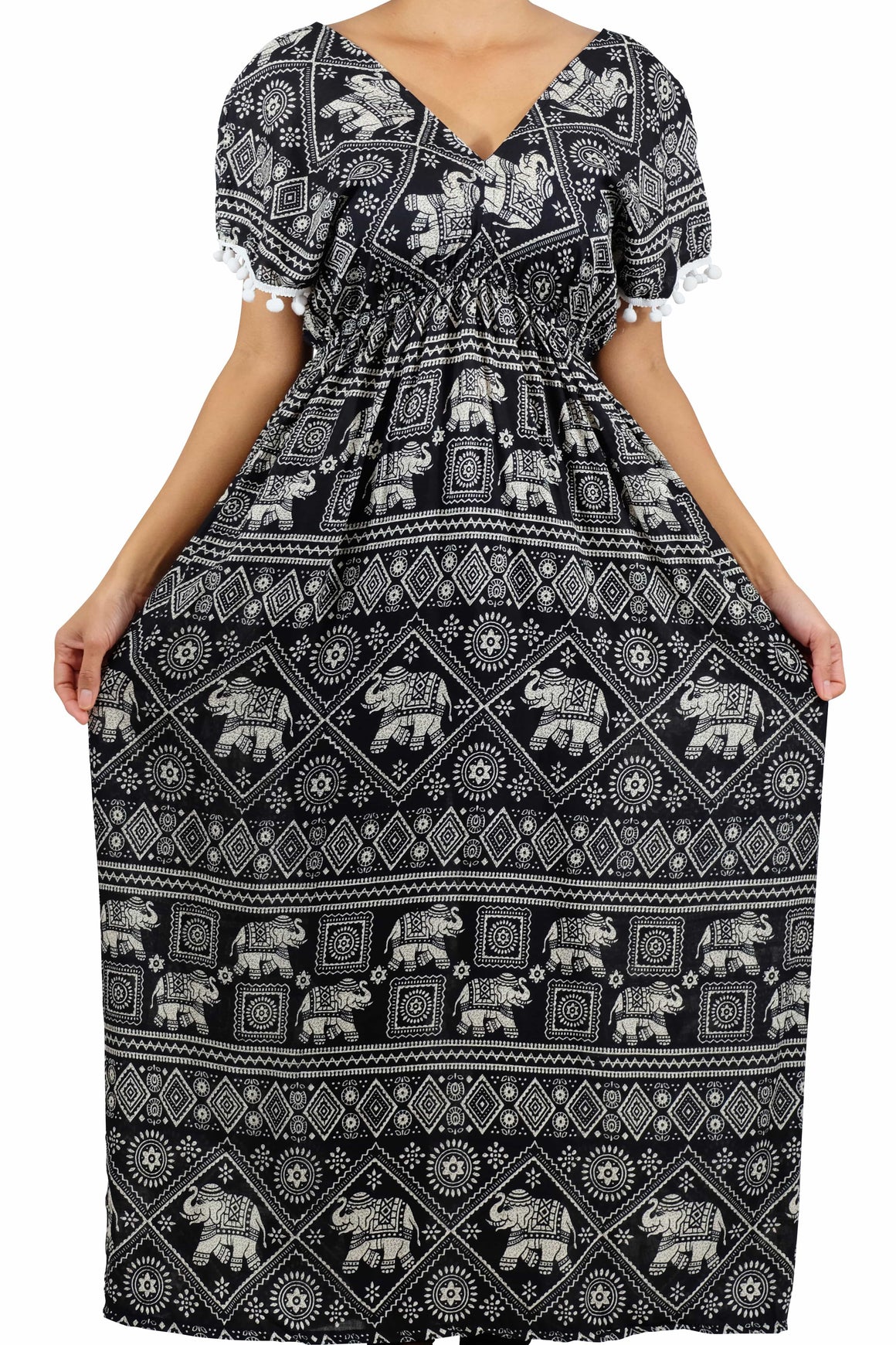 Elephant Shirt Store Dress Chang Stamp Bohemian Style Black