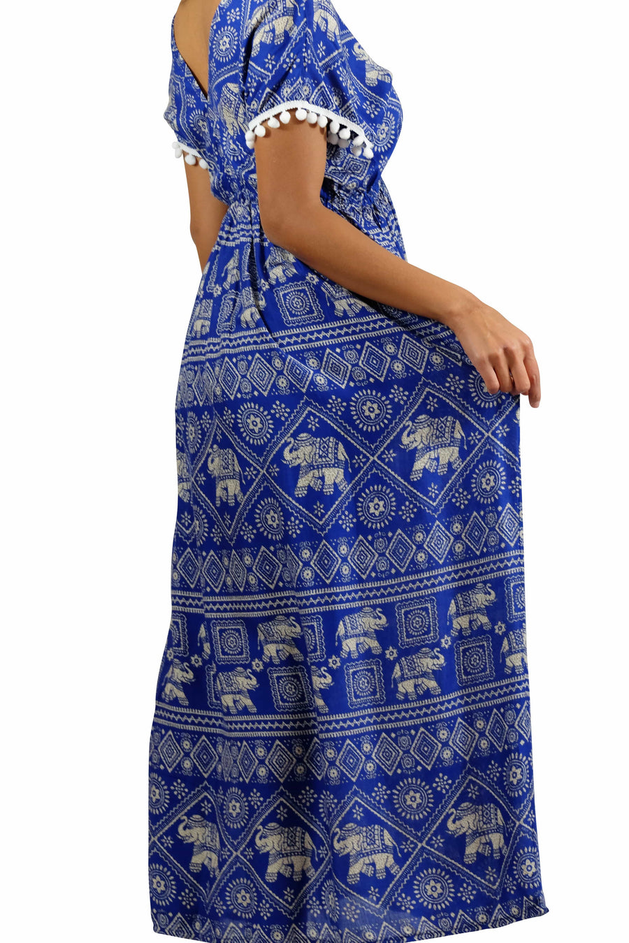 Elephant Shirt Store Dress Chang Stamp Bohemian Style Blue