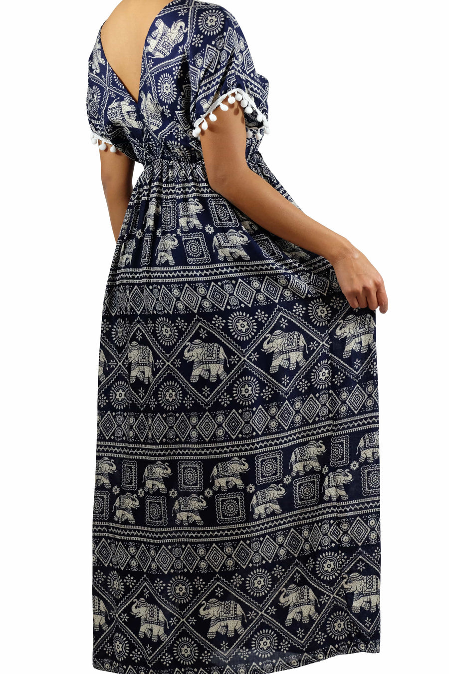 Elephant Shirt Store Dress Chang Stamp Bohemian Style Dark Blue