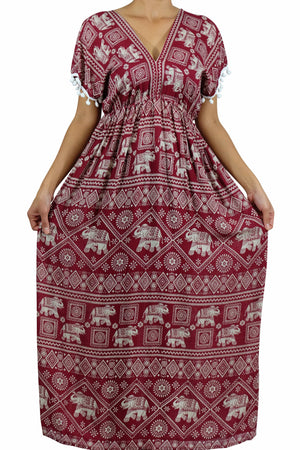 Elephant Shirt Store Dress Chang Stamp Bohemian Style Red