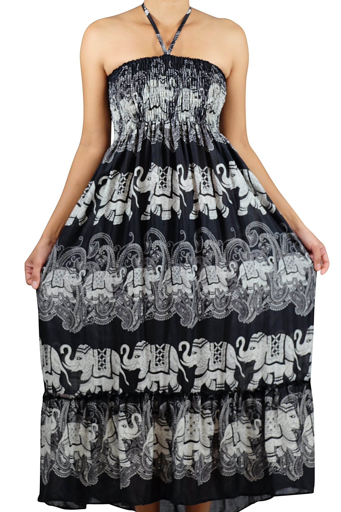 Laithai Halter Elephant Dress Black