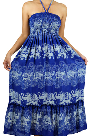 Laithai Halter Elephant Dress Blue