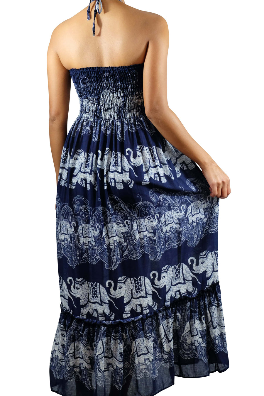 Laithai Halter Elephant Dress Dark Blue