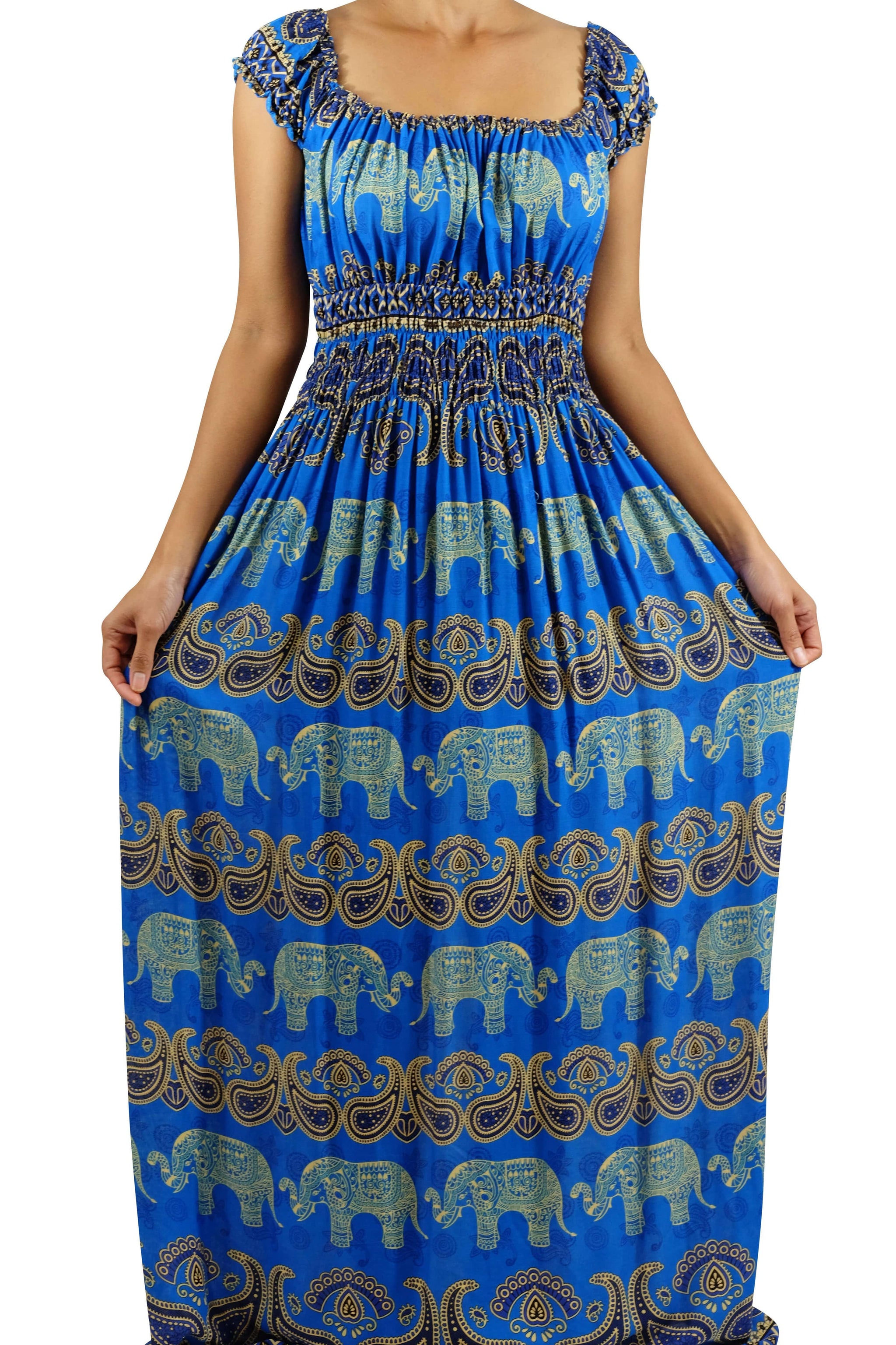 blue elephant dress Navy Blue Elephant Sleeve Western Dress For Party Wear Attractive Long Gown
