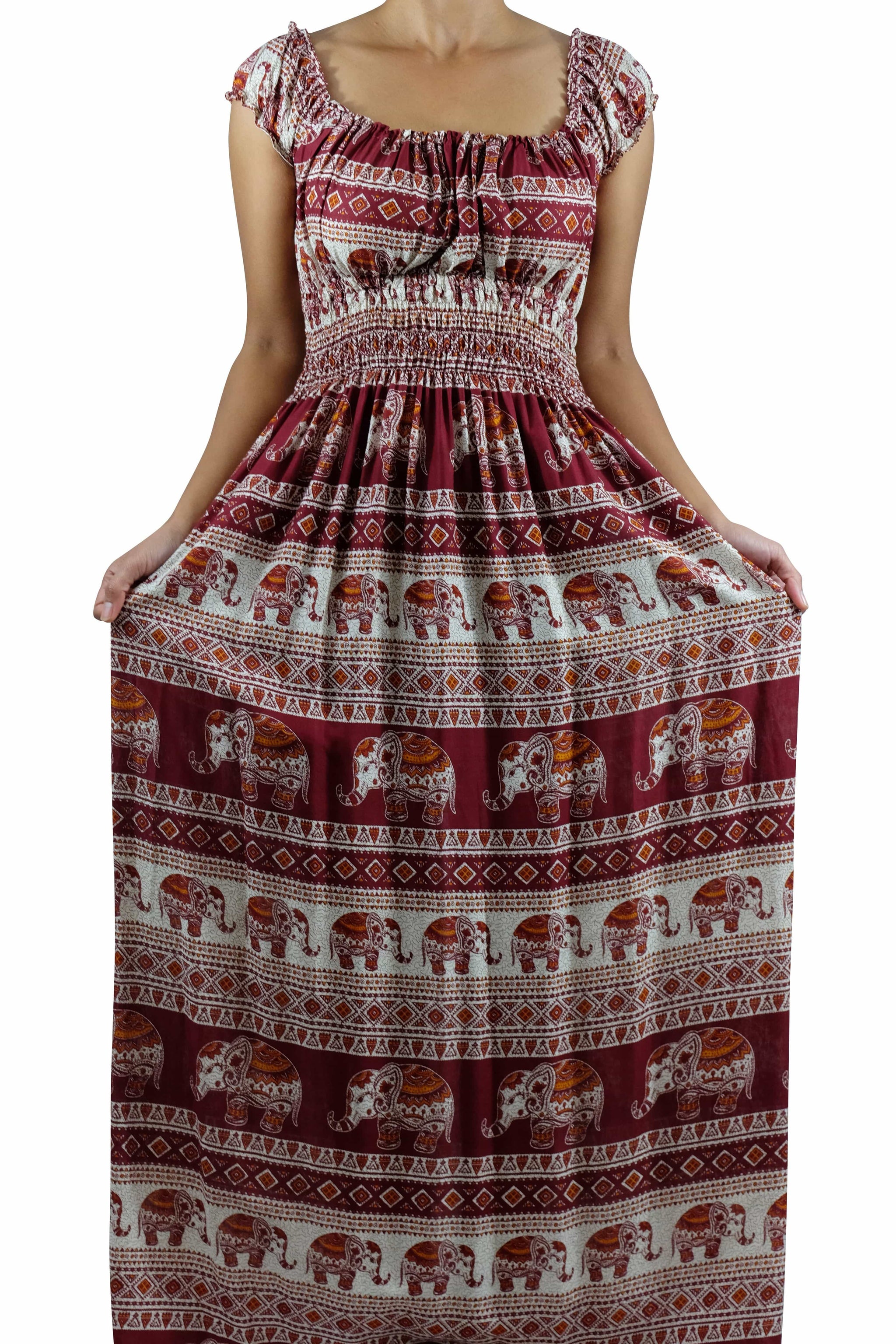 elephant print dress for ladies Travachic Women's Summer Vacation Elephant & Bird Print Sleeveless Dress Summer Dress Holiday Outfits Office Outfits For Women