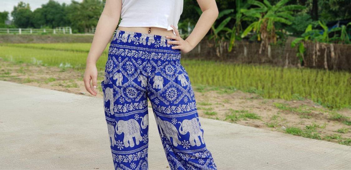 Lay Chang Chain Blue Elephant Pants - Elephant Shirt Store