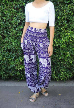 Black and Cream Elephant Stripe with Chain Link Elephant Pants - Thai  Express Clothing