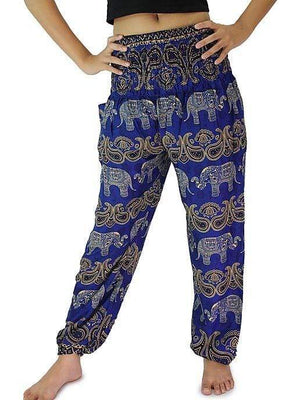 Lay Chang Colorful Dark Blue Elephant Pants