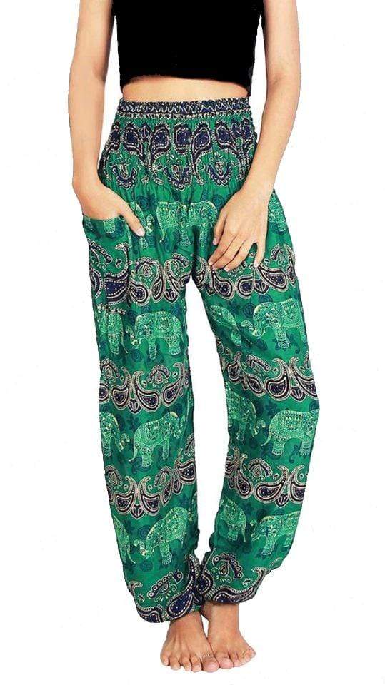 Elephant Shirt Store Pants Lay Chang Colorful Green Elephant Pants