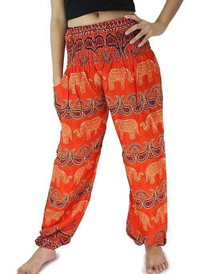 Lay Chang Colorful Orange Elephant Pants
