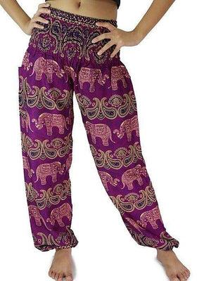 Lay Chang Colorful Plum Elephant Pants