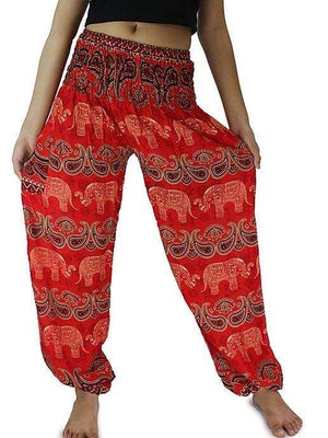 Lay Chang Colorful Red Elephant Pants