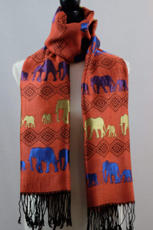 Elephant Shirt Store Women's Bright Family Elephant Print Pashmina