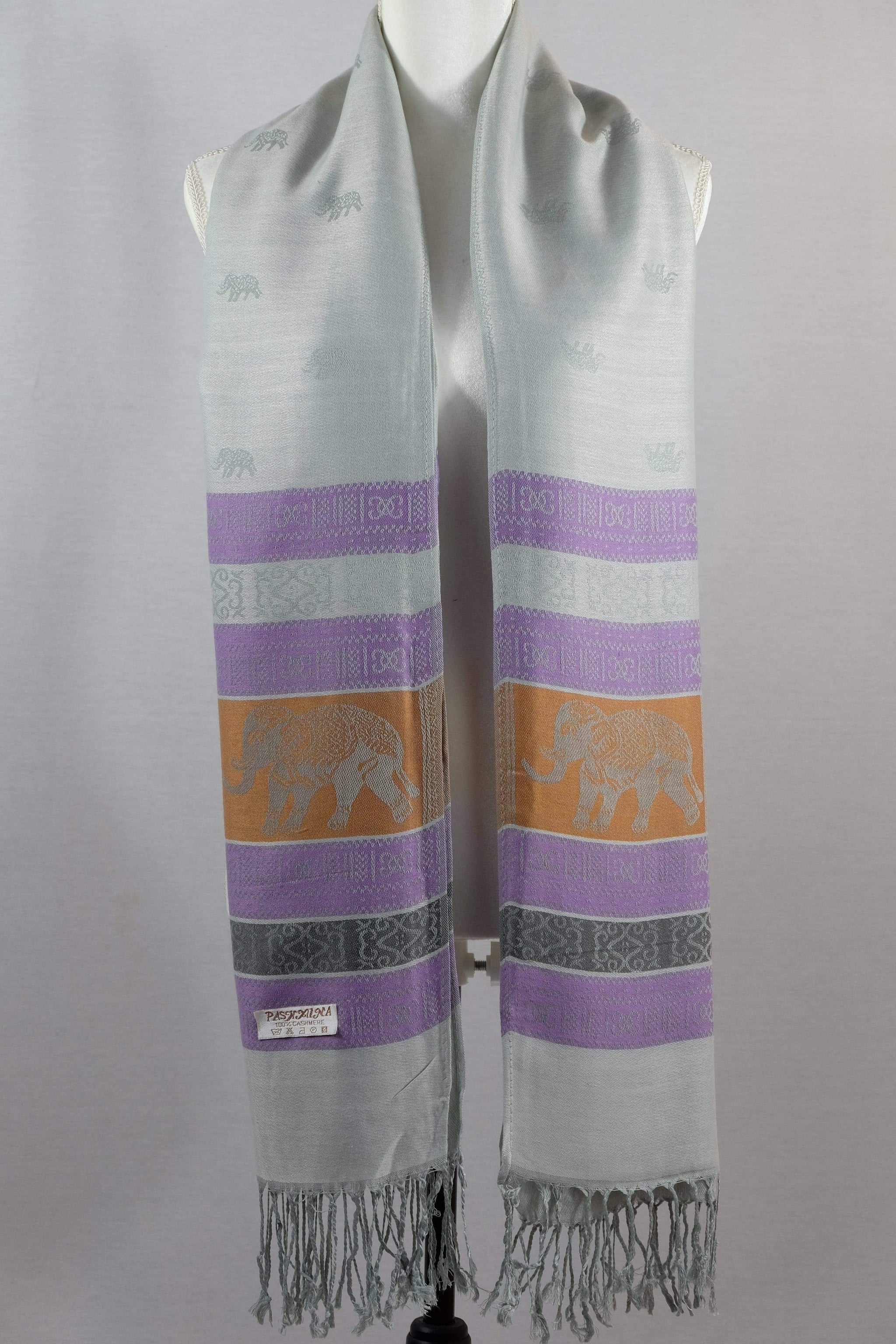 Écharpe Pashmina Motif éléphant – Viscose, 180x70 Cm, Pompons, Style Bohème Pour Femme - 3