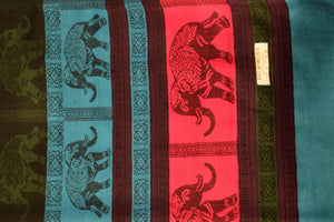Facing Elephants Pashmina - Vivid Colors