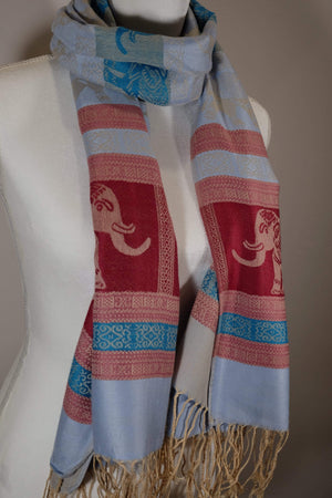 Elephant Shirt Store Women's Facing Elephants Pashmina - Vivid Colors