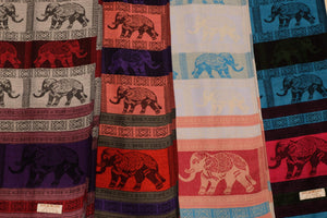 Facing Elephants Pashmina - Vivid Colors