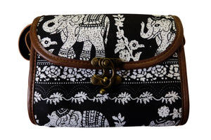 Handmade Elephant Shoulder Bag - Rectangular Black