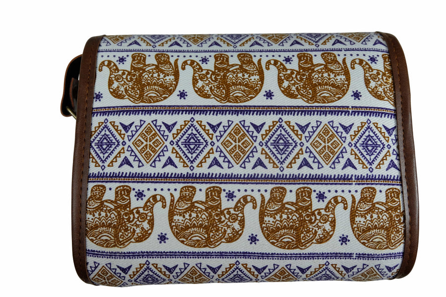Handmade Elephant Shoulder Bag - Rectangular Brown and Blue
