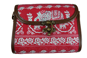 Handmade Elephant Shoulder Bag - Rectangular Solid Red