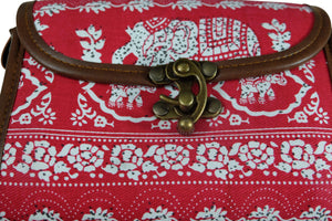 Handmade Elephant Shoulder Bag - Rectangular Solid Red