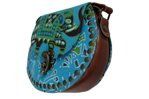 Handmade Elephant Shoulder Bag -  Style A Light Blue, Green, Brown