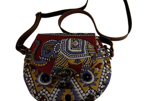 Handmade Elephant Shoulder Bag -  Style A Red, Gray, Yellow