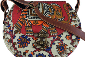 Handmade Elephant Shoulder Bag -  Style A Red, White, Orange