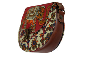 Handmade Elephant Shoulder Bag -  Style A Red, White, Orange