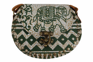 Handmade Elephant Shoulder Bag -  Style B Green and White