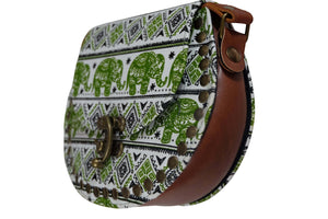 Handmade Elephant Shoulder Bag -  Style C Green and Black