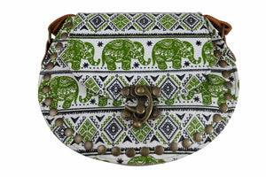 Handmade Elephant Shoulder Bag -  Style C Green and Black