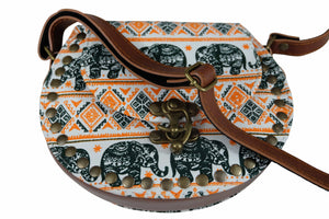 Handmade Elephant Shoulder Bag -  Style C Orange and Dark Green