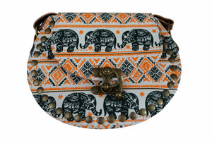 Handmade Elephant Shoulder Bag -  Style C Orange and Dark Green